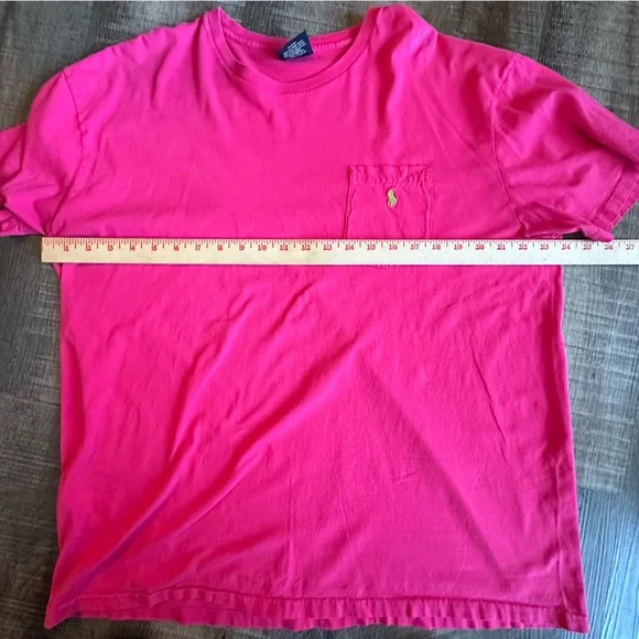 Polo Ralph Lauren T-Shrit Men’s Large Hot Pink with Green Pony 100% Cotton - Picture 5 of 10